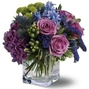 Blue and Lavender Flower arrangement