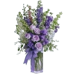 Blue and lavender flower arrangement for Denver Delivery